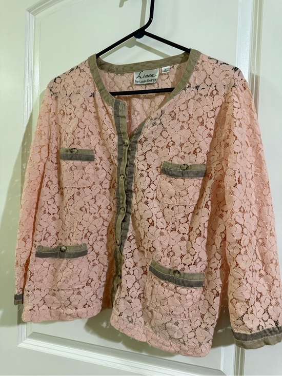 Tops - Pink Lace Button-Front Jacket